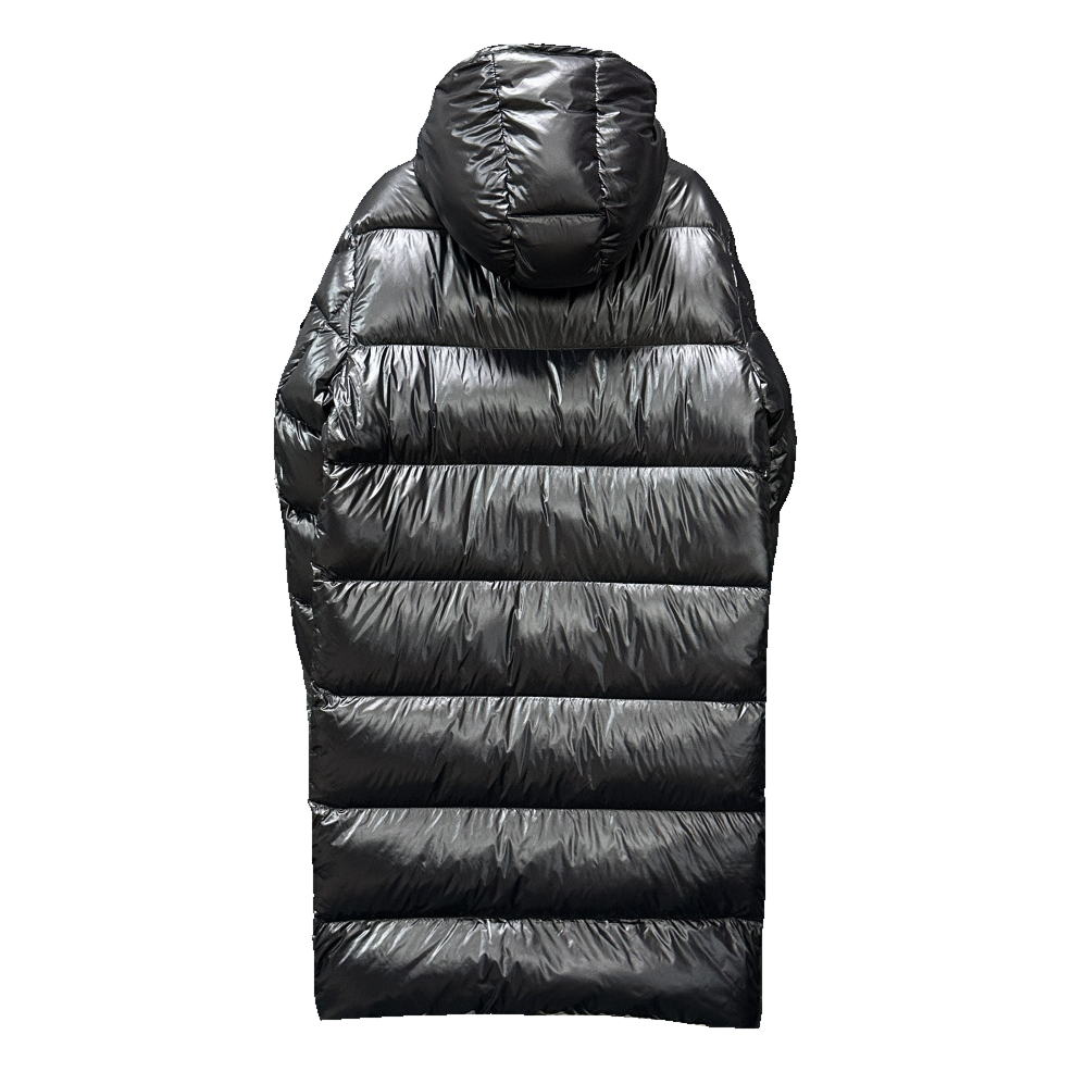 Moncler Hanoverian High-Shine Long Hooded Puffer Coat