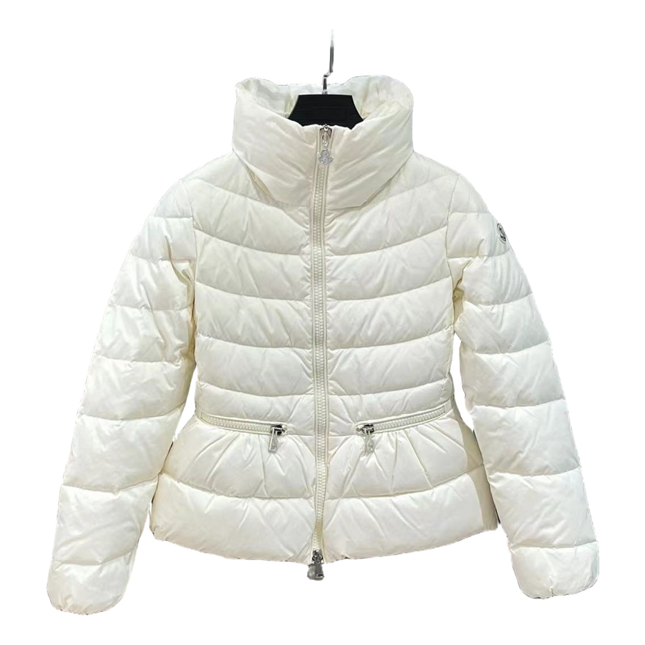 Moncler Drawstring-Waist Puffer Jacket with Stand Collar - Ivory