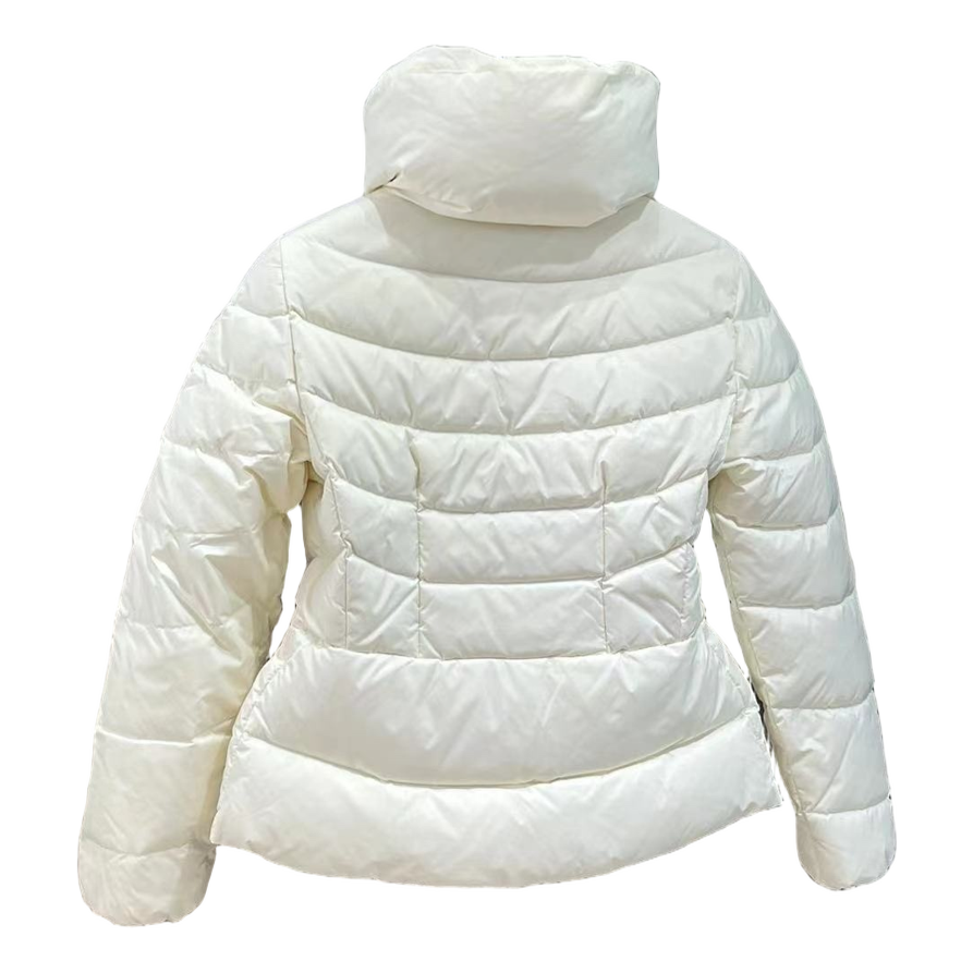 Moncler Stand-Collar Puffer Jacket with Drawstring Waist - Ivory