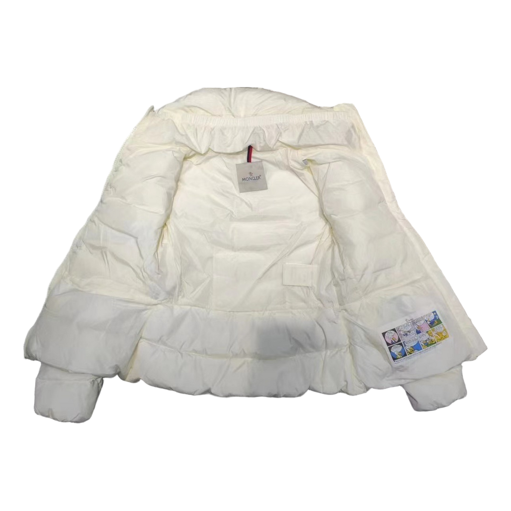Moncler Drawstring-Waist Puffer Jacket with Stand Collar - Ivory