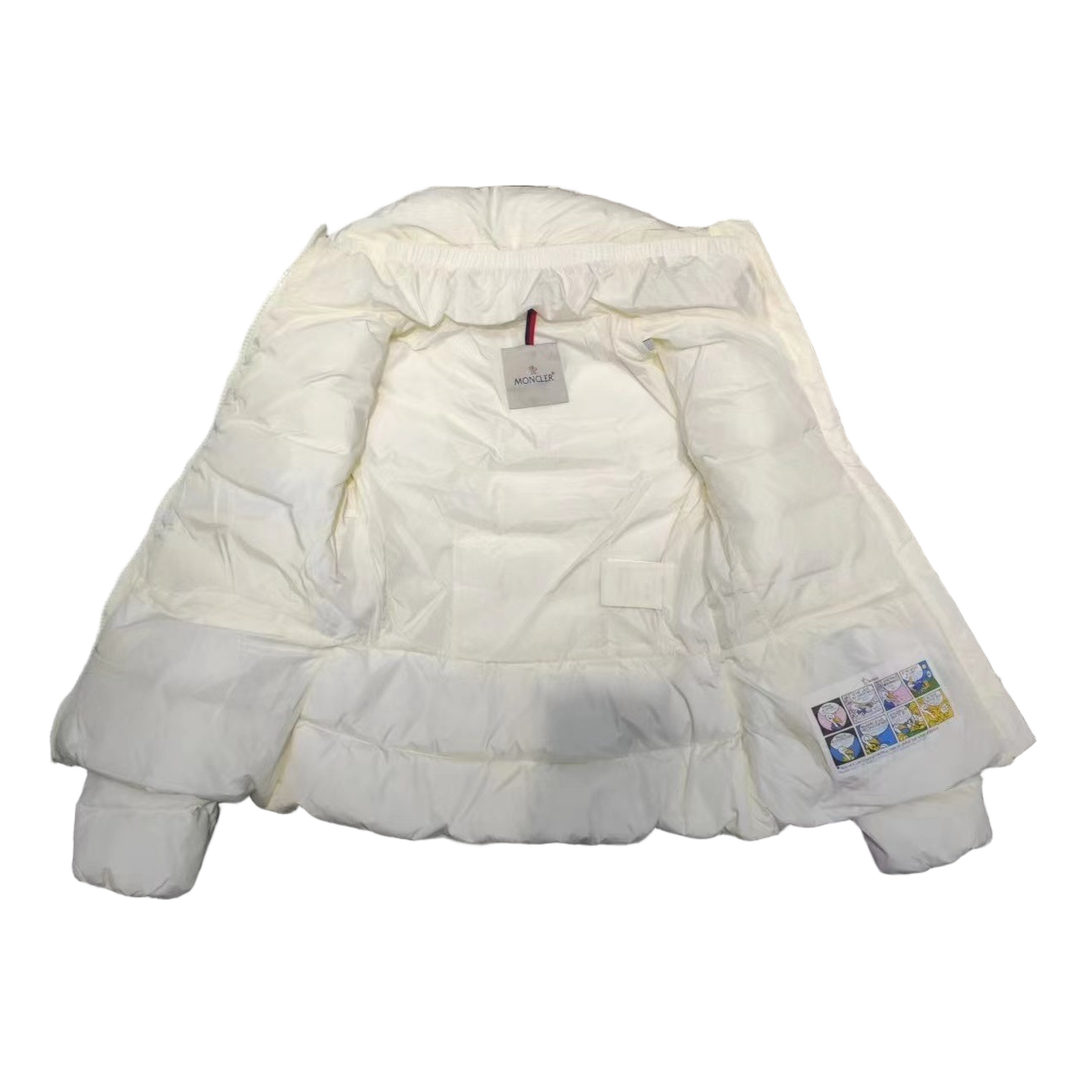 Moncler Stand-Collar Puffer Jacket with Drawstring Waist - Ivory
