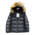 Moncler Short Puffer Jacket with Fur-Trim Hood - Black