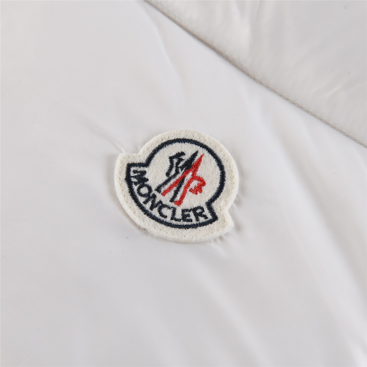 Moncler Hooded Puffer Jacket with Tricolor Sleeve Stripe - White