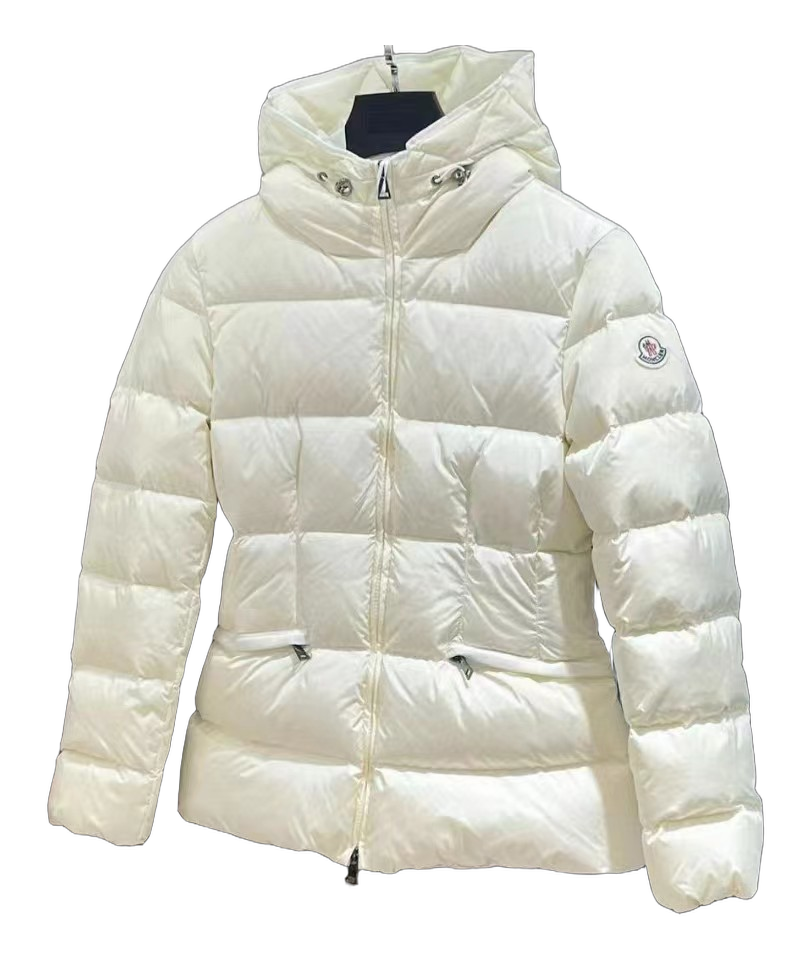 Moncler Fitted Short Hooded Puffer Jacket - Ivory