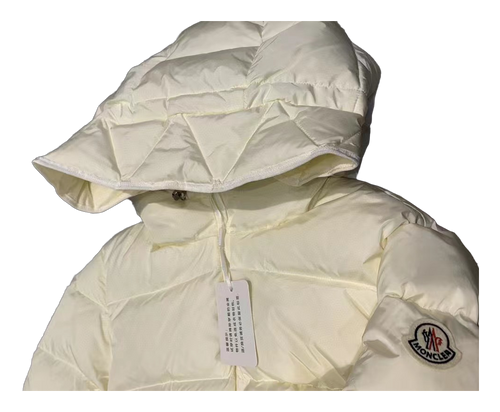 Moncler Fitted Short Hooded Puffer Jacket - Ivory