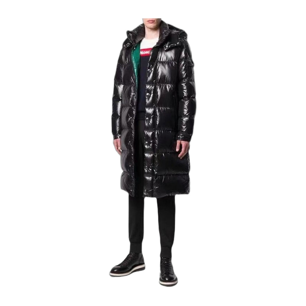 Moncler Hanoverian High-Shine Long Hooded Puffer Coat