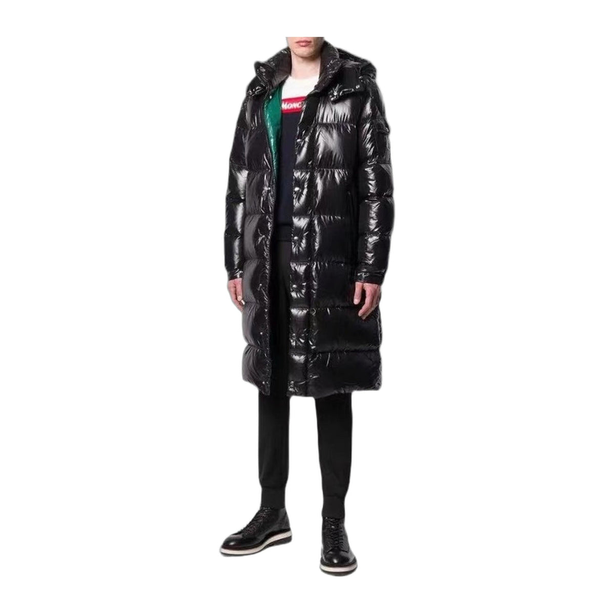 Moncler Hanoverian High-Shine Long Hooded Puffer Coat