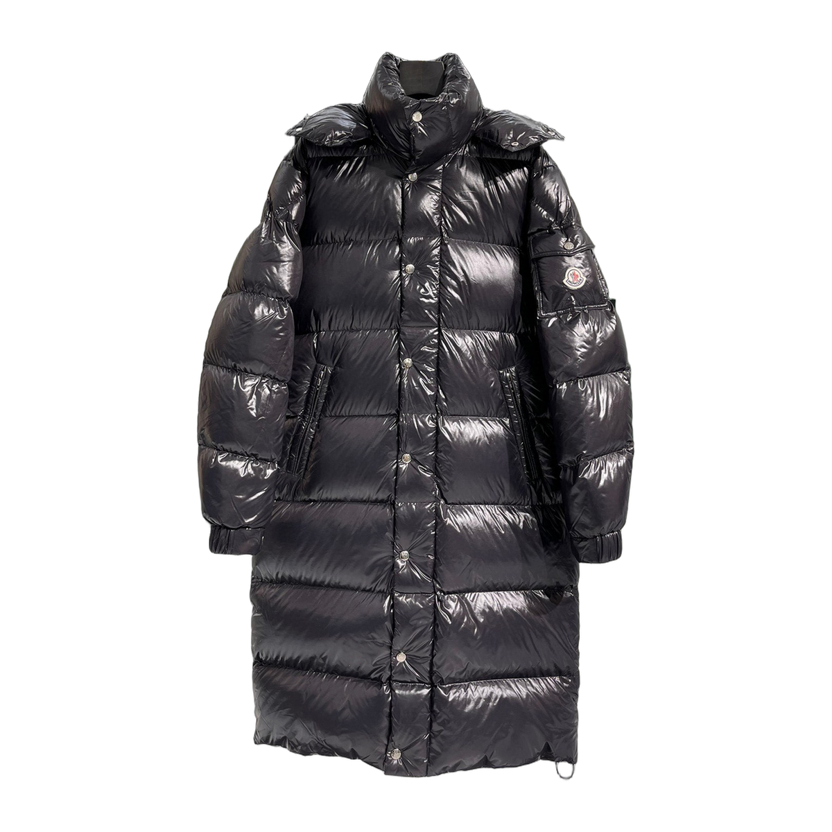 Moncler Hanoverian High-Shine Long Hooded Puffer Coat