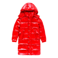 Moncler Hanoverian Glossy Long Hooded Puffer Coat - Red