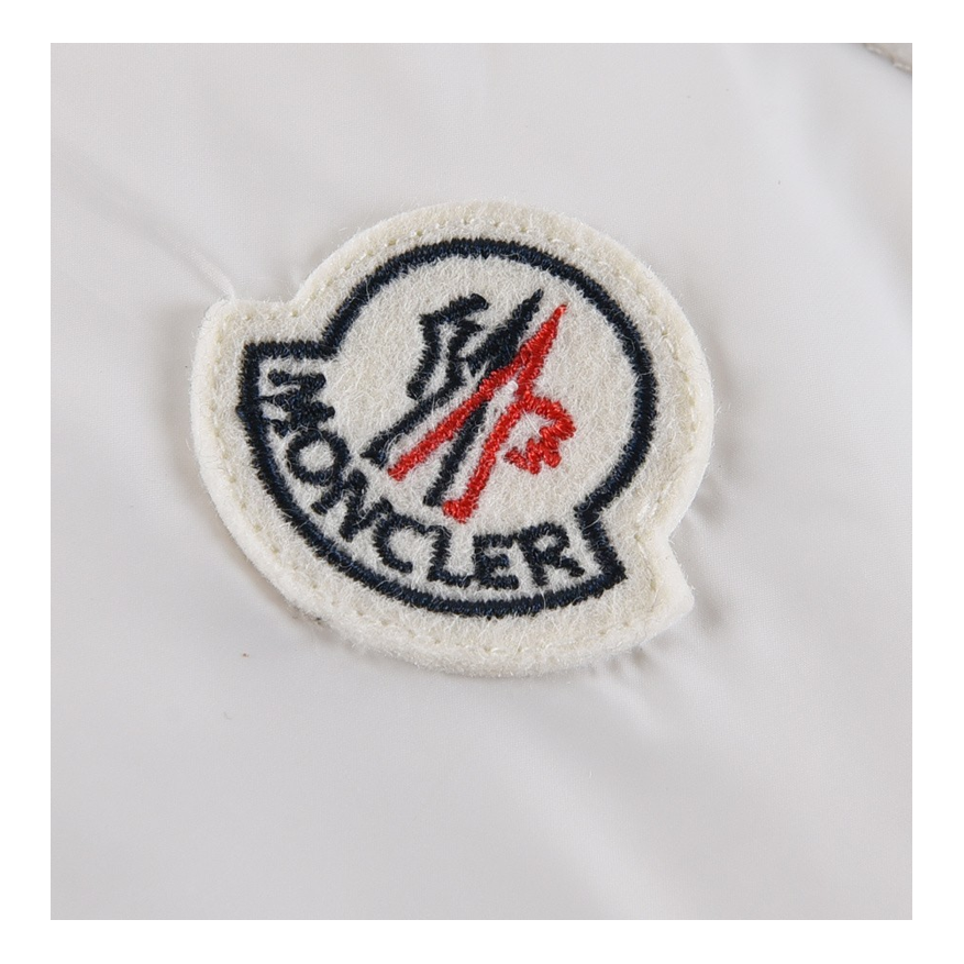 Moncler Glossy Hooded Puffer Jacket with Tricolor Sleeve Stripe