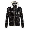 Moncler Glossy Puffer Jacket with Hood and Contrast Trim