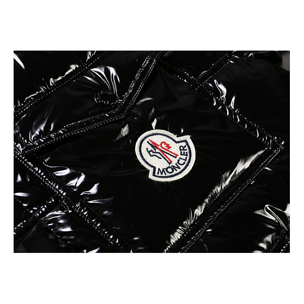 Moncler Glossy Puffer Jacket with Hood and Contrast Trim