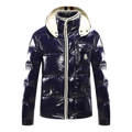 Moncler Glossy Hooded Puffer Jacket with Contrast Trim