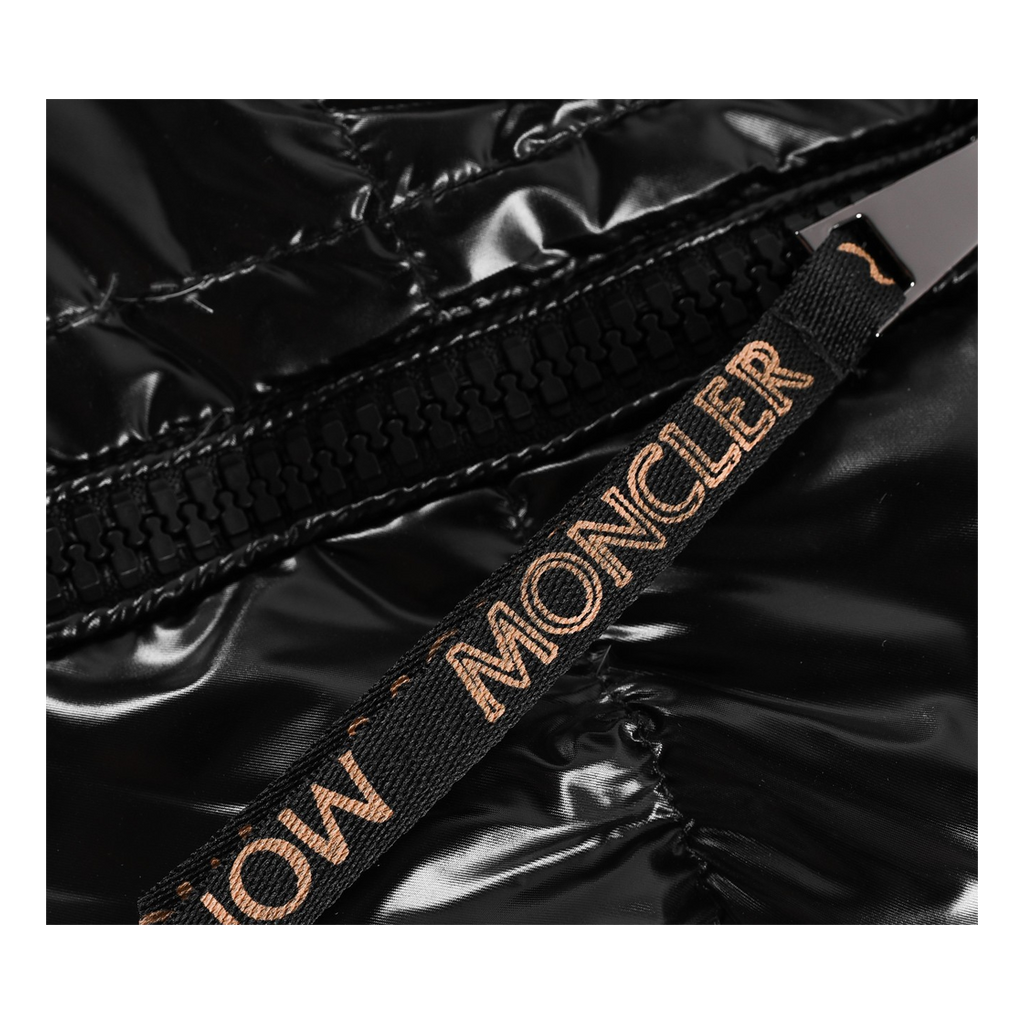 Moncler Glossy Short Puffer Jacket with Copper-Tone Lining - Black