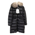 Moncler Four-Pocket Long Puffer Coat with Fur-Trim Hood - Black