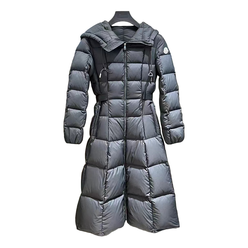 Moncler Faucon Long Hooded Puffer Coat - Black