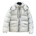 Moncler Hooded Puffer Jacket with Two-Way Zip - Off White
