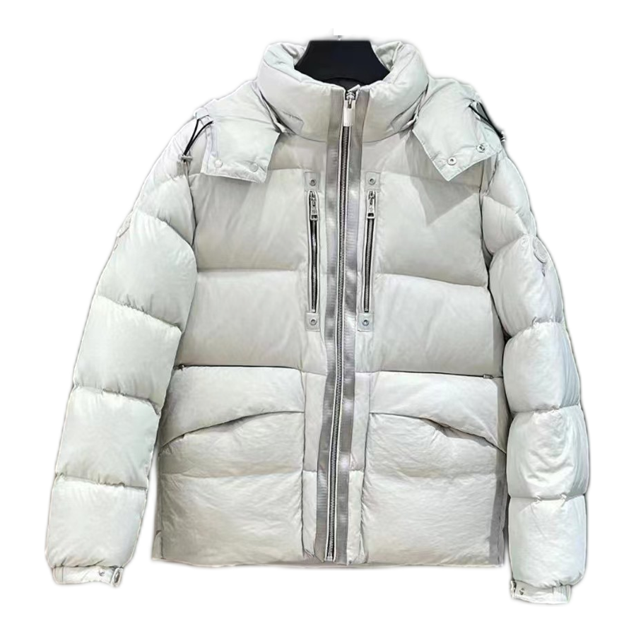 Moncler Hooded Puffer Jacket with Two-Way Zip - Off White