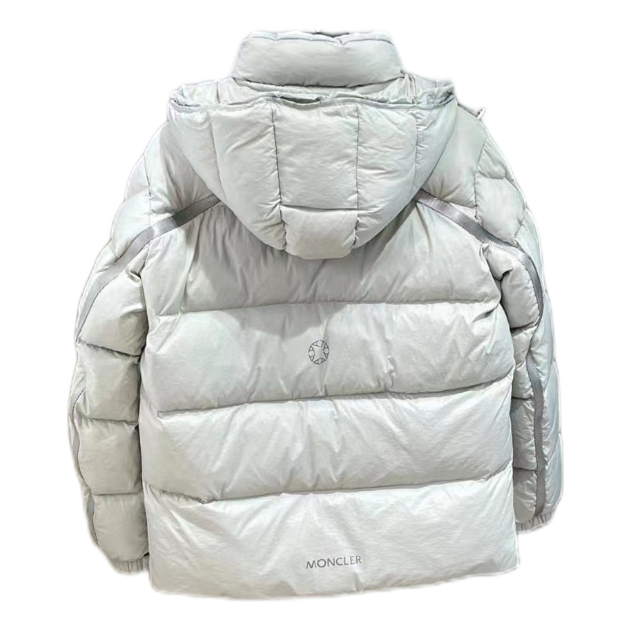Moncler Hooded Puffer Jacket with Two-Way Zip - Off White