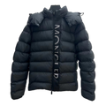 Moncler Snap-Front Puffer Jacket with Vertical Logo - Black