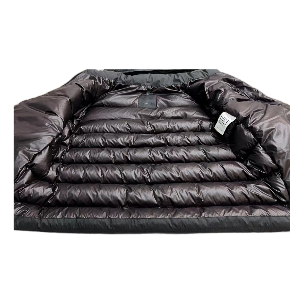 Moncler Snap-Front Puffer Jacket with Vertical Logo - Black