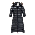 Moncler Hudson Long Puffer Coat with Fur Trim