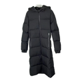 Moncler Matte Hooded Long Puffer Coat with Zip Front - Black
