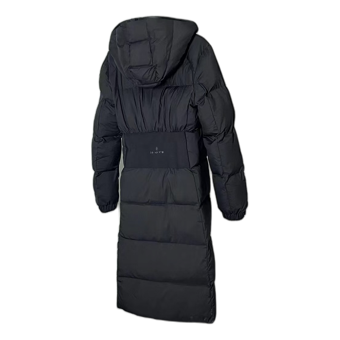 Moncler Matte Hooded Long Puffer Coat with Zip Front - Black