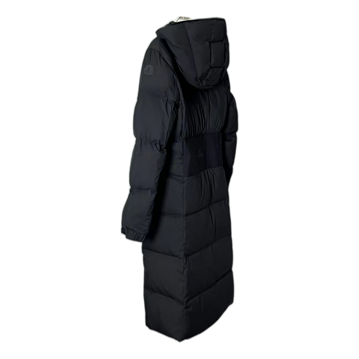 Moncler Matte Hooded Long Puffer Coat with Zip Front - Black
