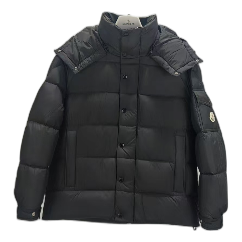 Moncler Matte Hooded Puffer Jacket with Snap-Front Closure