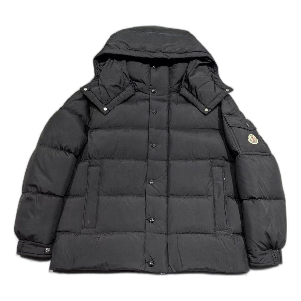 Moncler Matte Hooded Puffer Jacket with Snap-Front Closure