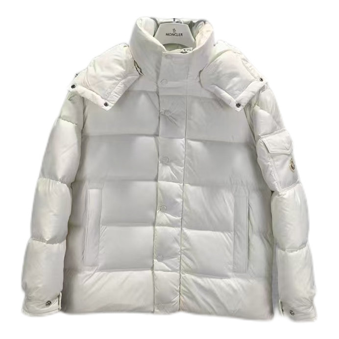 Moncler Matte Hooded Puffer Jacket with Snap-Front Closure