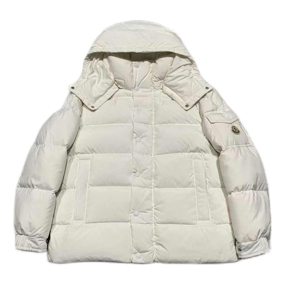 Moncler Matte Hooded Puffer Jacket with Snap-Front Closure