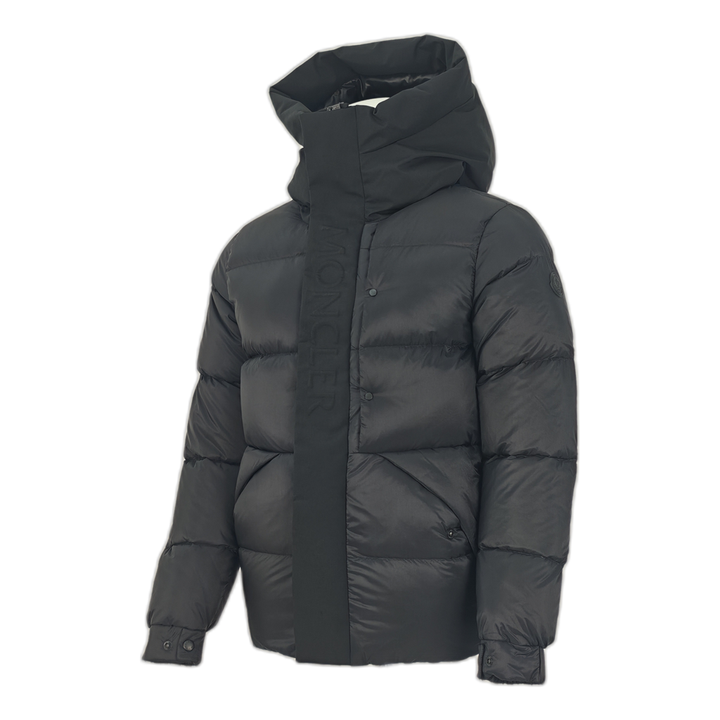 Moncler High-Collar Puffer Jacket with Tonal Logo - Black