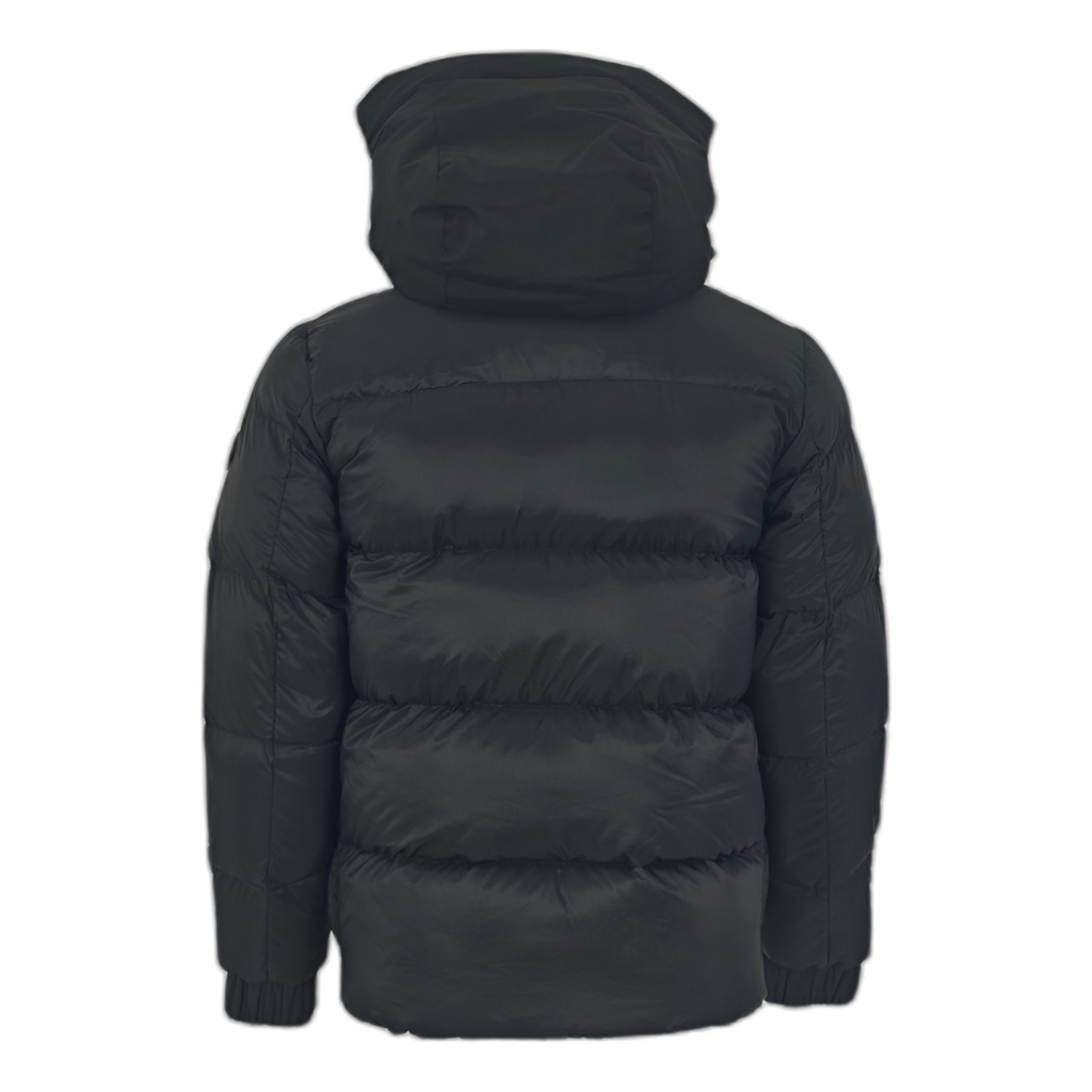 Moncler High-Collar Puffer Jacket with Tonal Logo - Black