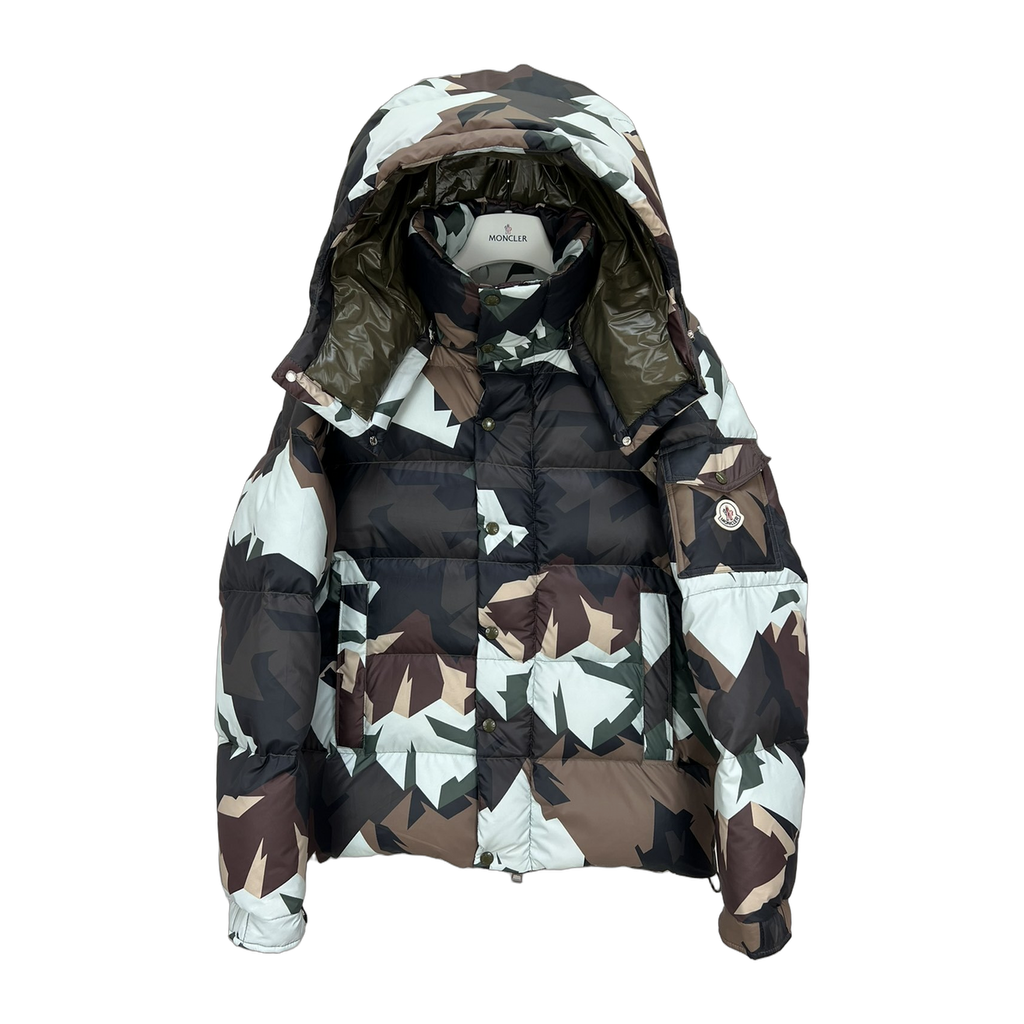 Moncler Mosa Hooded Puffer Jacket in Camouflage Print