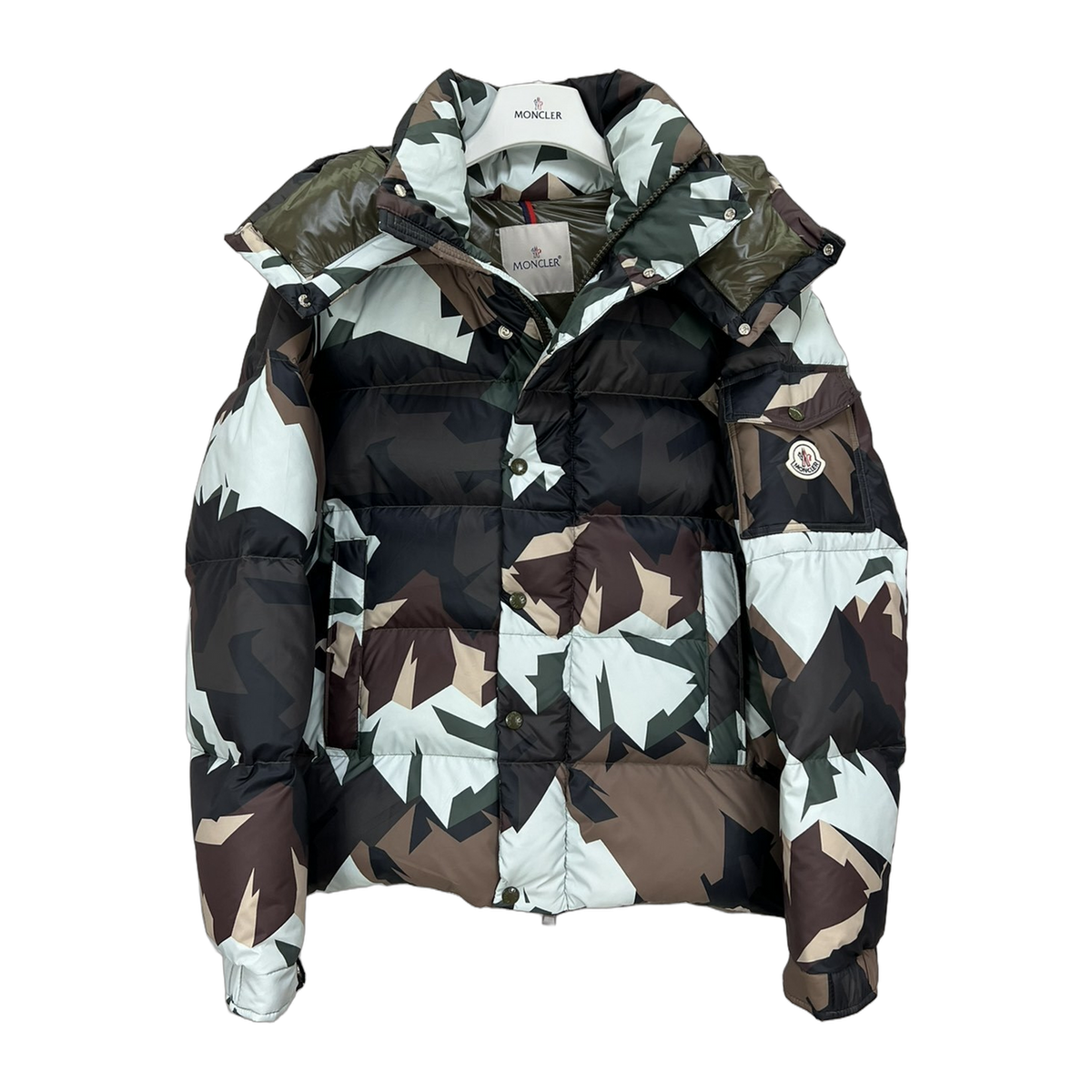Moncler Mosa Hooded Puffer Jacket in Camouflage Print