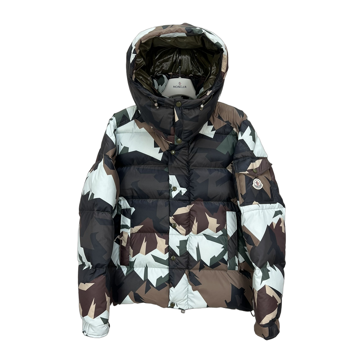 Moncler Mosa Hooded Puffer Jacket in Camouflage Print