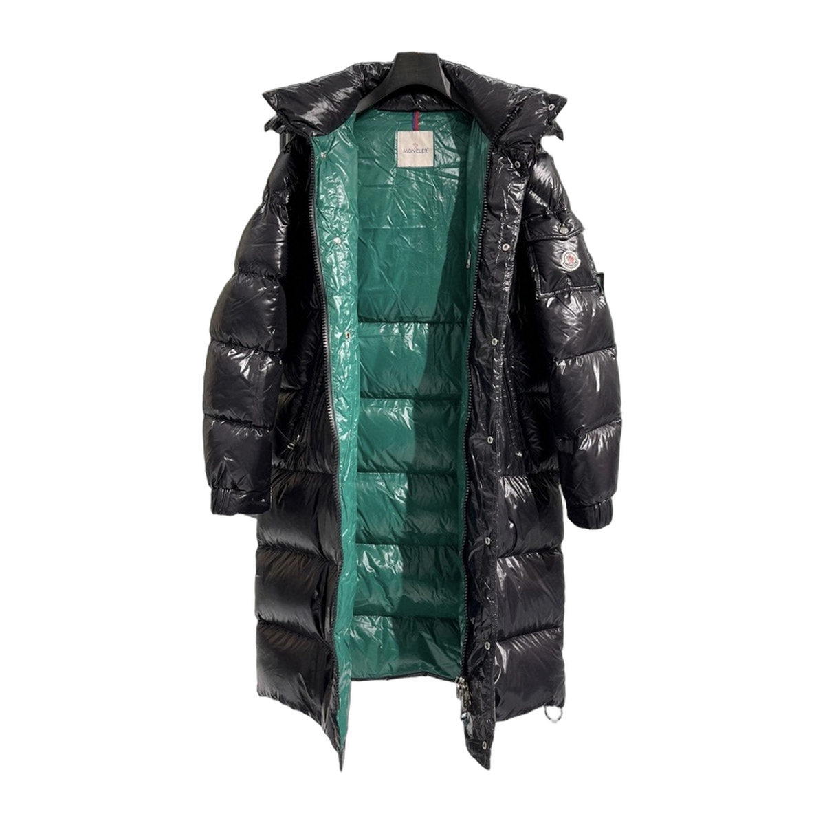Moncler Hanoverian High-Shine Long Hooded Puffer Coat