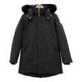 Moose Knuckles Fur-Trim Hooded Parka with Curved Hem - Black