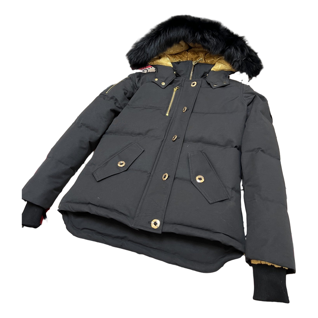 Moose Knuckles Gold 3Q Fur-Trim Hooded Down Jacket - Black