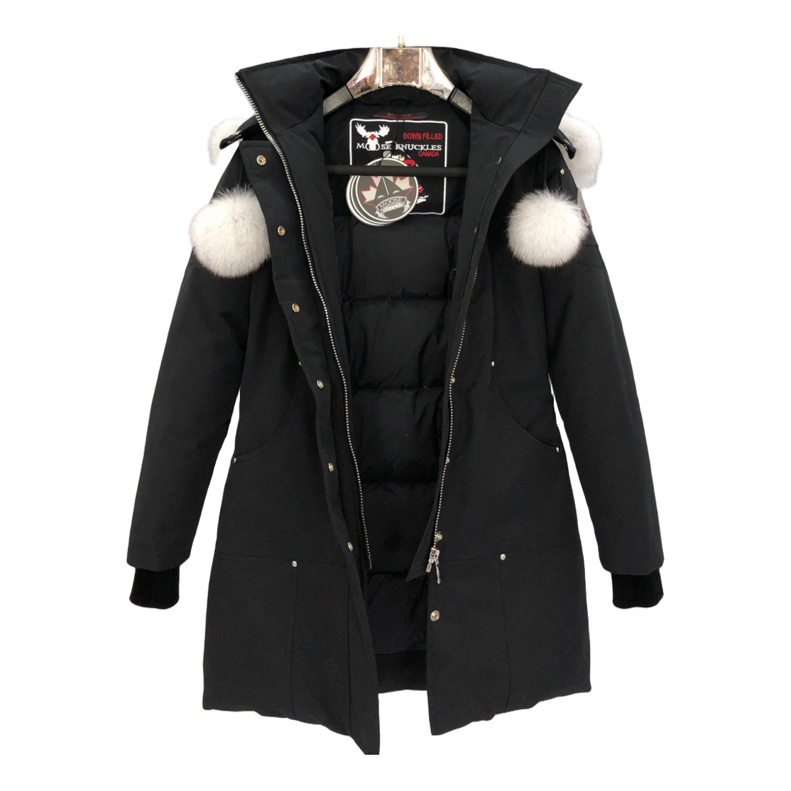 Moose Knuckles Stirling Parka with White Fur Trim
