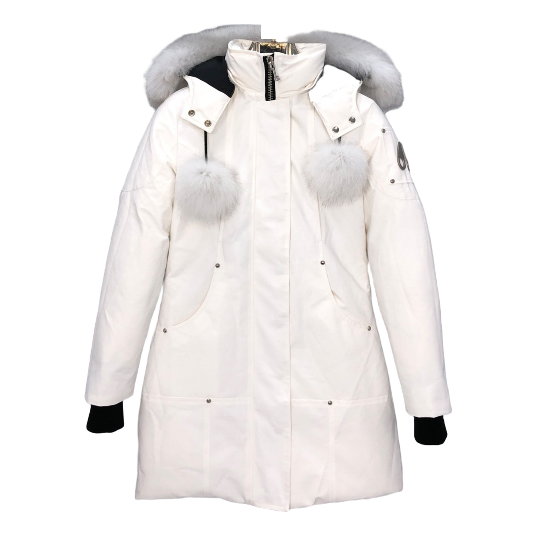 Moose Knuckles Stirling Down Parka with White Fur Trim