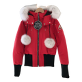 Moose Knuckles Debbie Cropped Bomber Jacket with Fur-Trimmed Collar