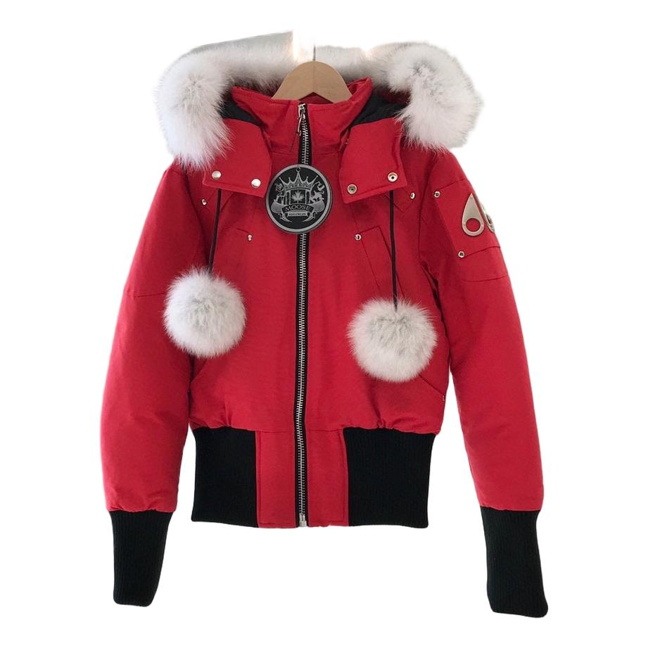 Moose Knuckles Debbie Cropped Bomber Jacket with Fur-Trimmed Collar