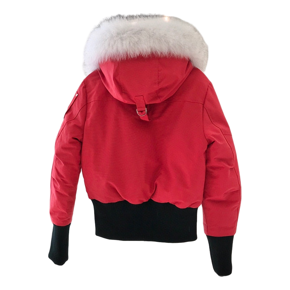 Moose Knuckles Debbie Cropped Bomber Jacket with Fur-Trimmed Collar