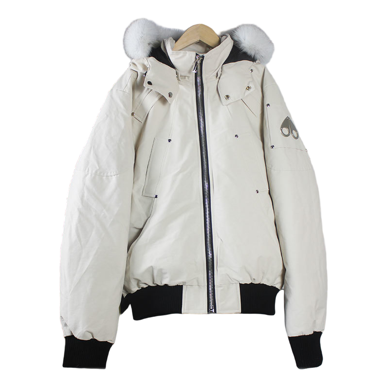 Moose Knuckles Ballistic Cropped Bomber Jacket with Fur Trim