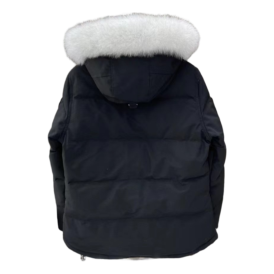 Moose Knuckles Fur-Trim Hooded Puffer Jacket with Chest Zip Pocket