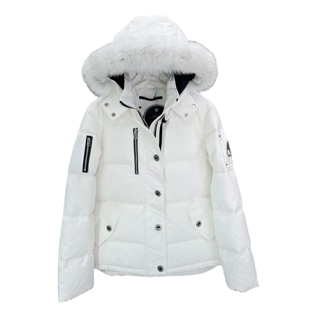 Moose Knuckles Fur-Trim Hooded Puffer Jacket with Chest Zip Pocket
