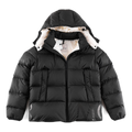 Moncler Logo-Hood Puffer Jacket with Contrast Lining - Black